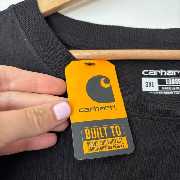 Carhartt Loose Fit Heavyweight Long-Sleeve Classic Pocket Tshirt Black Work - Picture 6 of 8